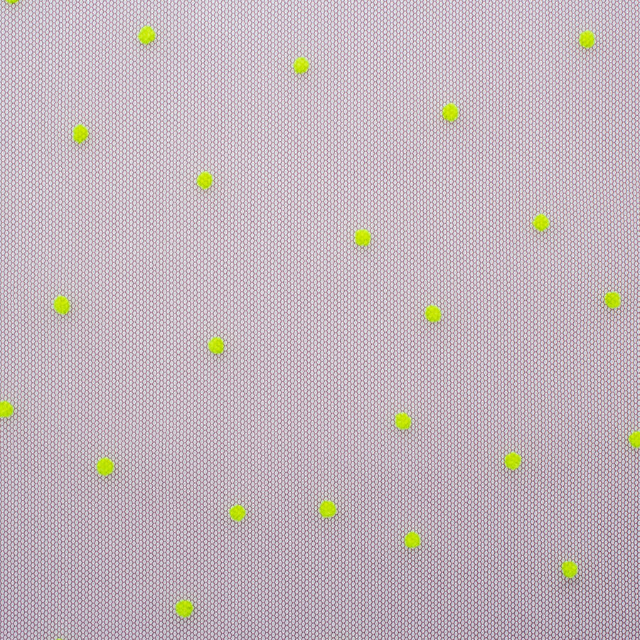 Green Flocked Spot Bordeaux Tulle