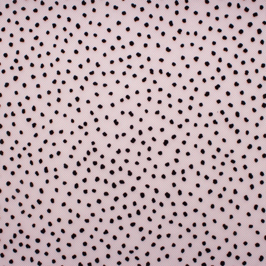 Black Flocked Spot Deep Red Tulle