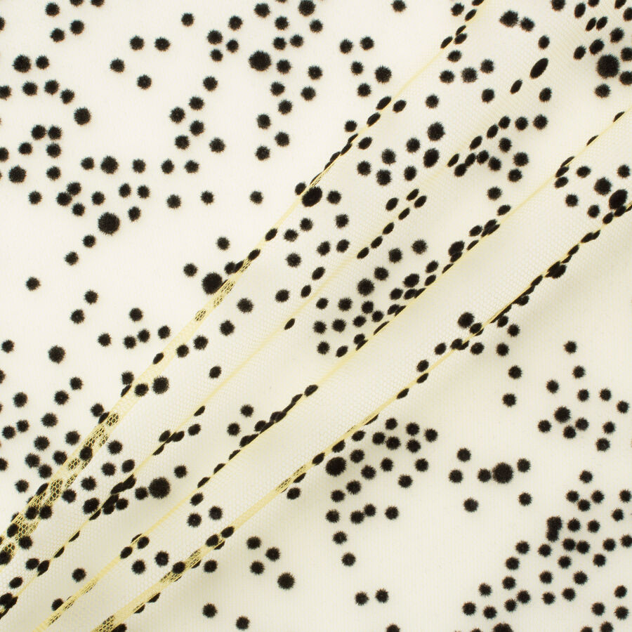 Black Flocked Spot Canary Yellow Tulle