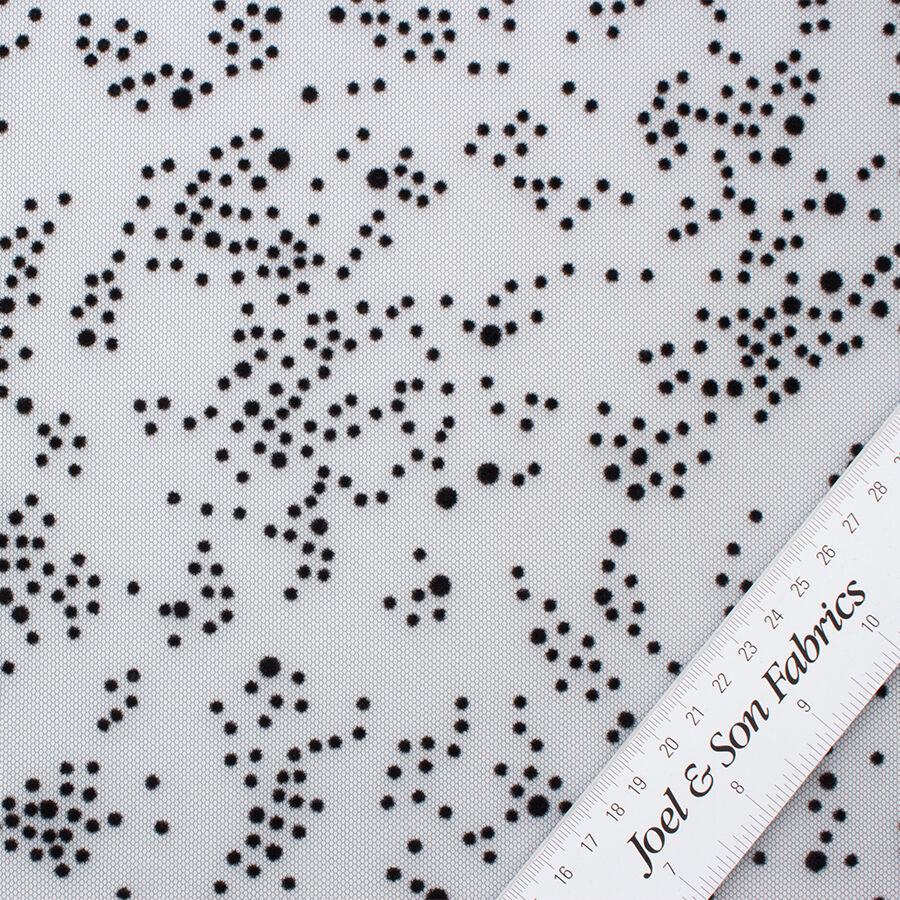 Black Flocked Spot Blue Tulle