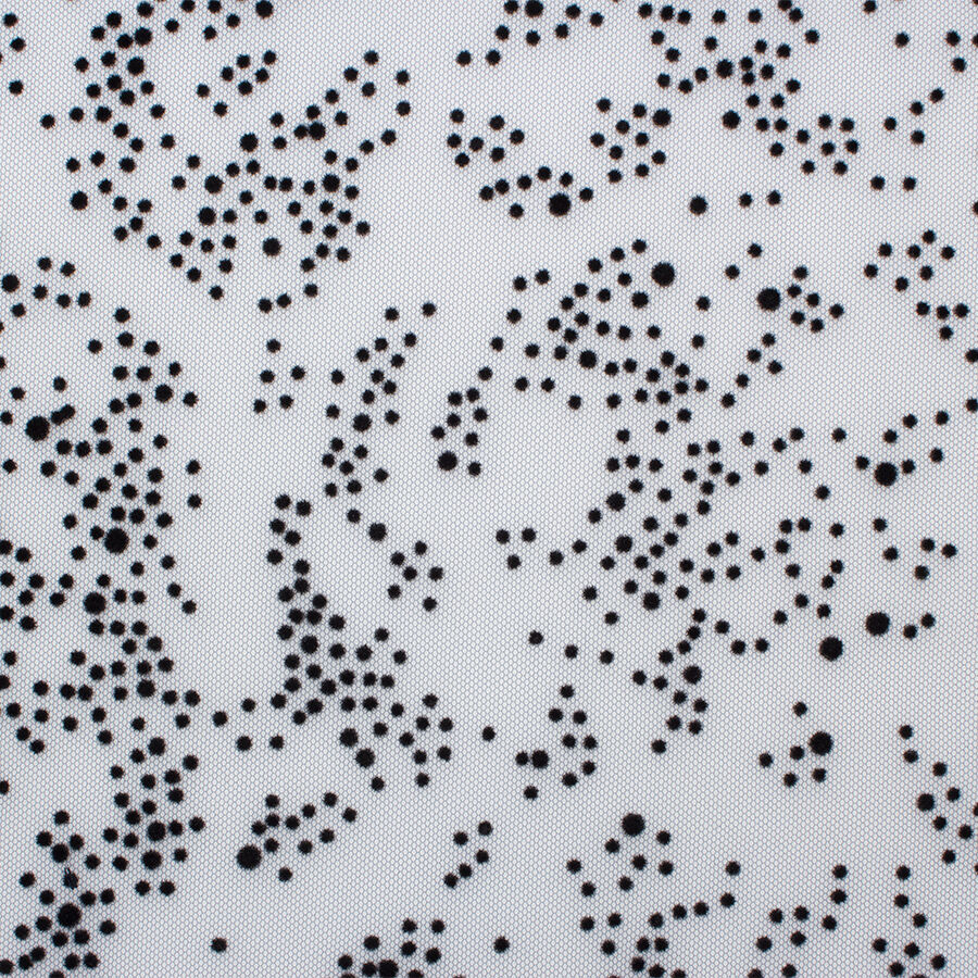 Black Flocked Spot Blue Tulle