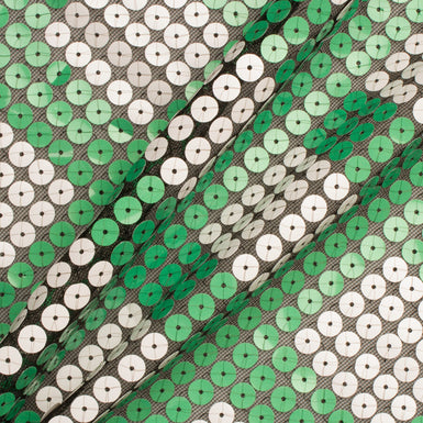 Apple Green & White Checkered Sequinned Tulle