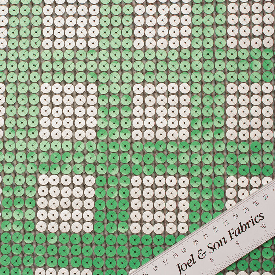Apple Green & White Checkered Sequinned Tulle