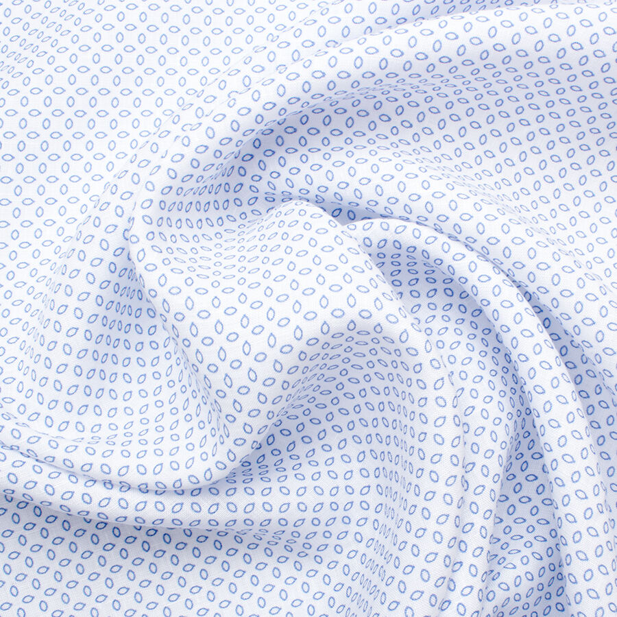 Geo Printed Superfine Blue/White Pure Linen
