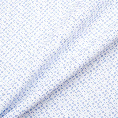 Geo Printed Superfine Blue/White Pure Linen