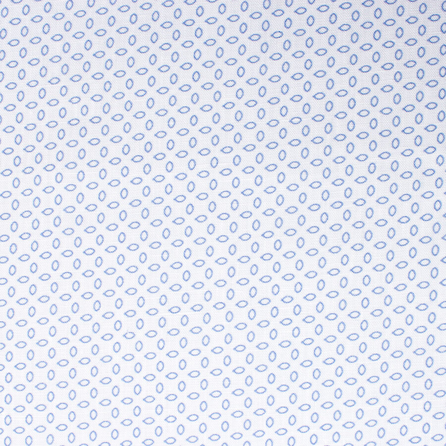 Geo Printed Superfine Blue/White Pure Linen