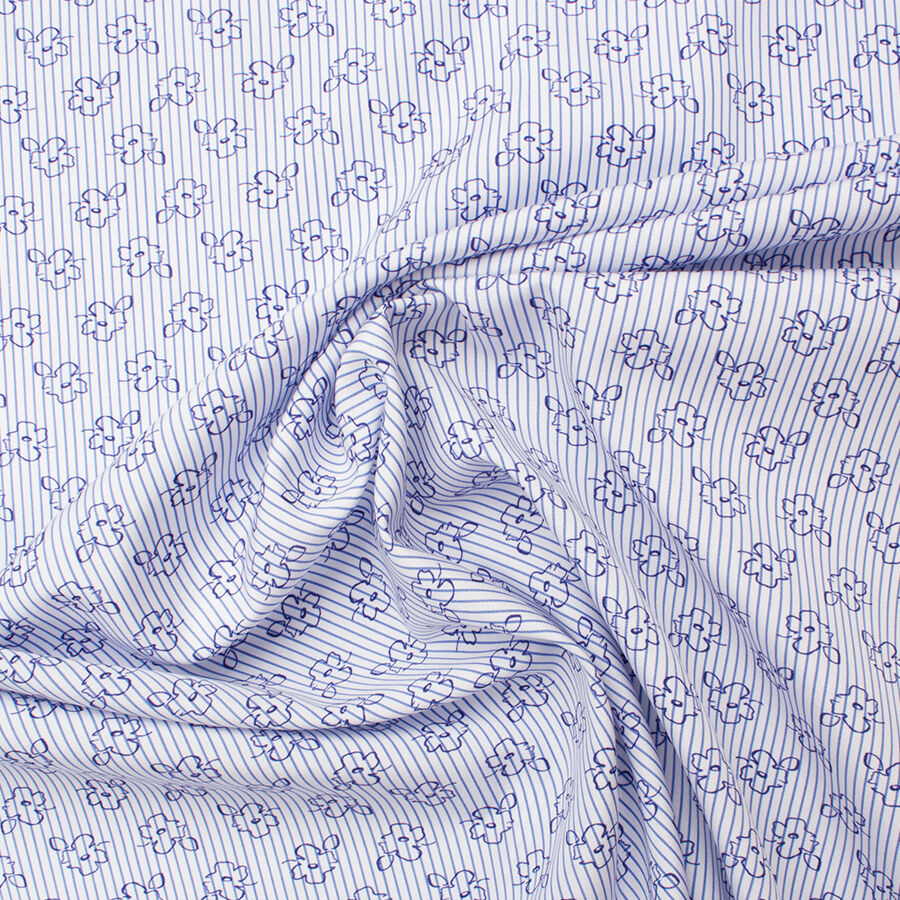 Navy Blue Floral Printed Superfine Pure Cotton