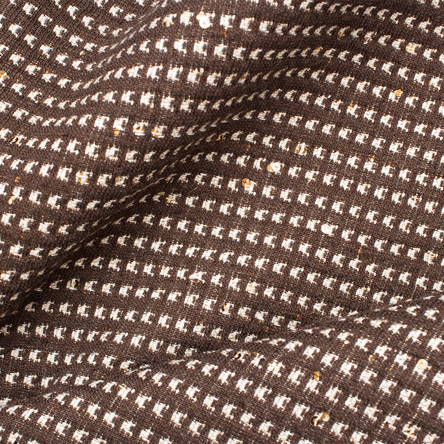 Beige, Brown & Gold Sequinned Bouclé