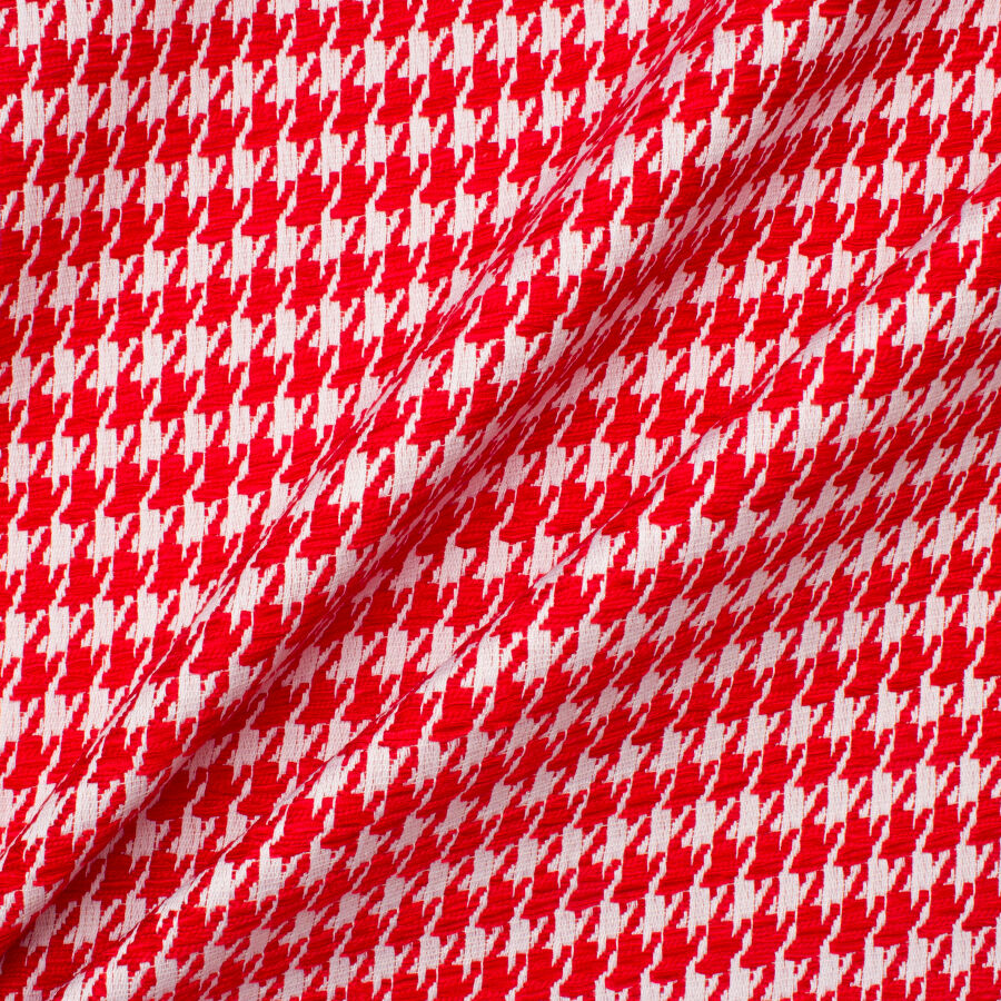 Red & White Woven Houndstooth Bouclé