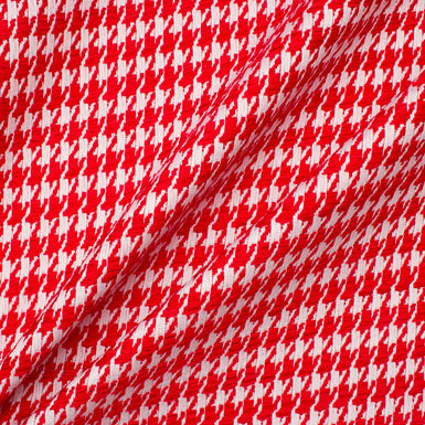 Red & White Woven Houndstooth Bouclé