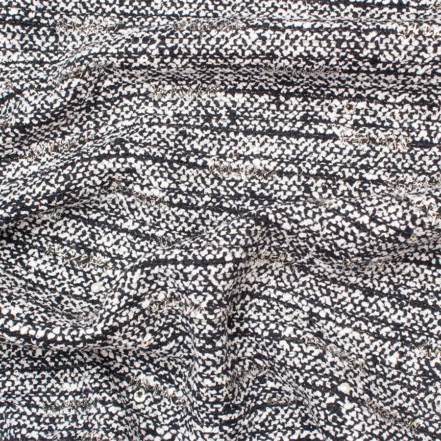 Black & White Metallic Cotton Blend Bouclé