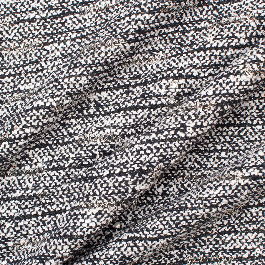 Black & White Metallic Cotton Blend Bouclé