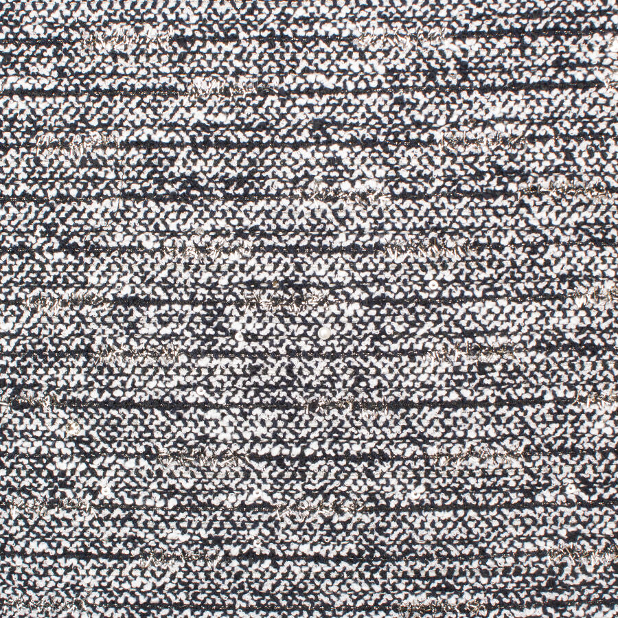 Black & White Metallic Cotton Blend Bouclé