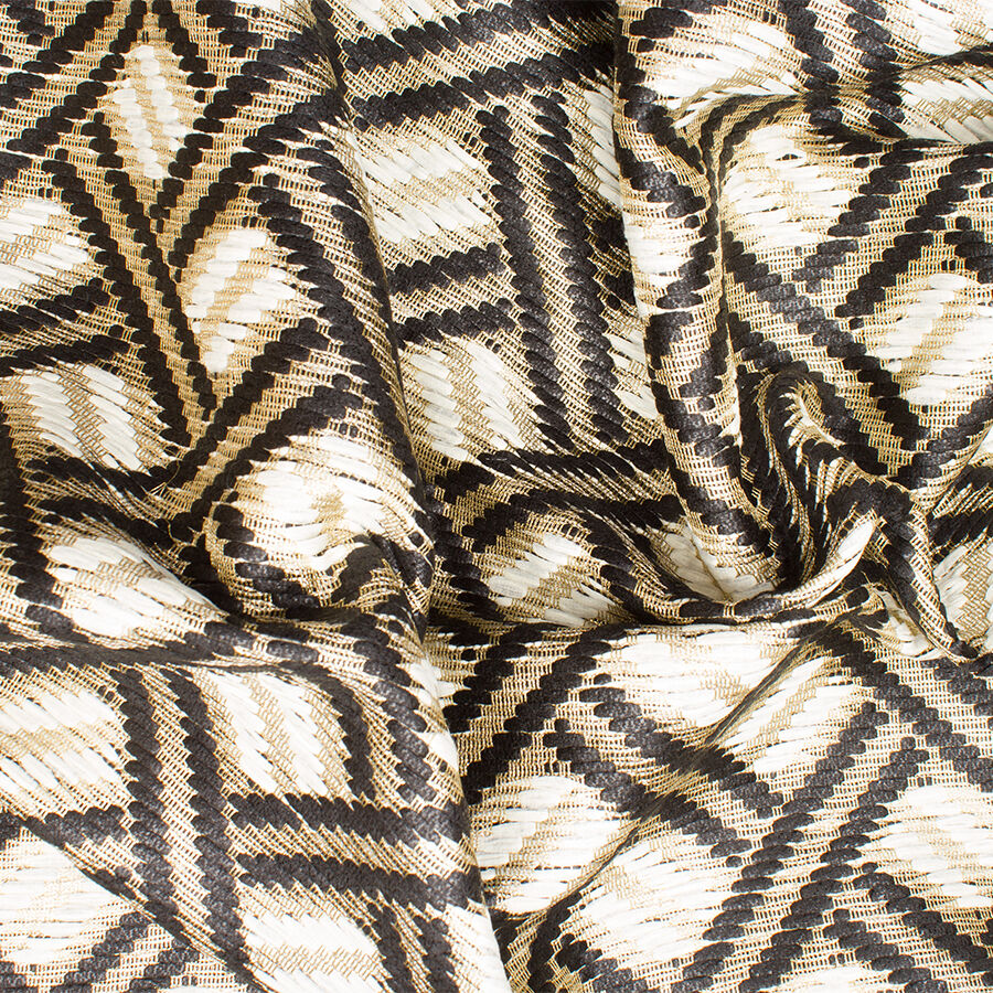 Black, Ivory & Gold Metallic Bouclé