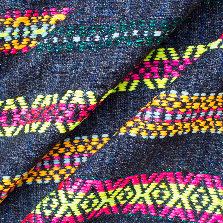 Blue & Multi Cotton Blend Bouclé