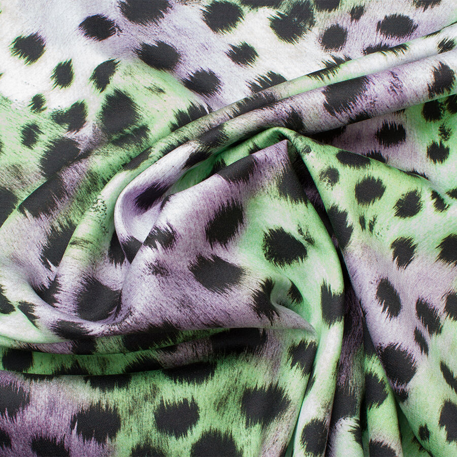Purple & Green Animal Printed Cotton (A 2.45m Piece)
