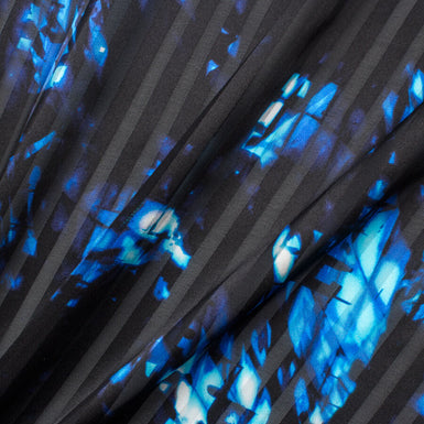 Blue & Black Printed Silk Jacquard