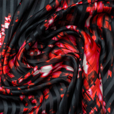 Red & Black Printed Silk Jacquard
