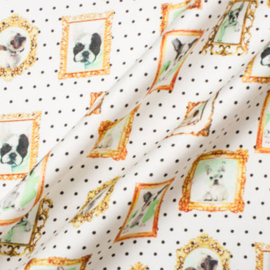 White 'Framed Dogs' Printed Silk Twill