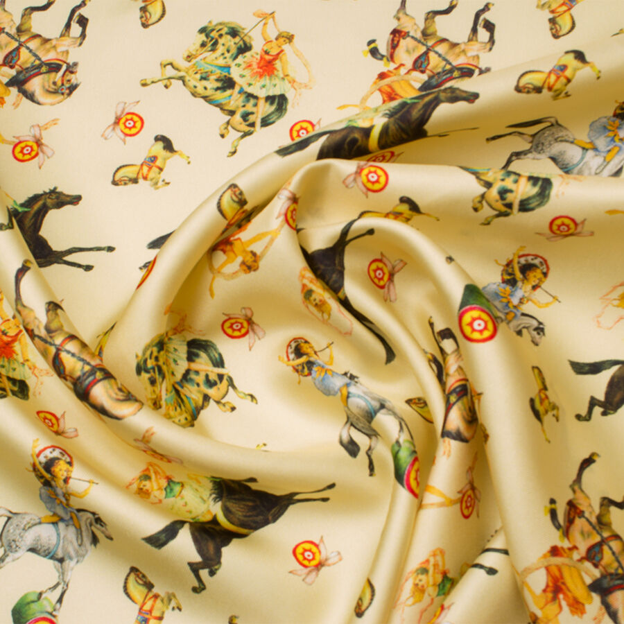 Circus Act Printed Yellow Silk Twill (A 3m Piece)