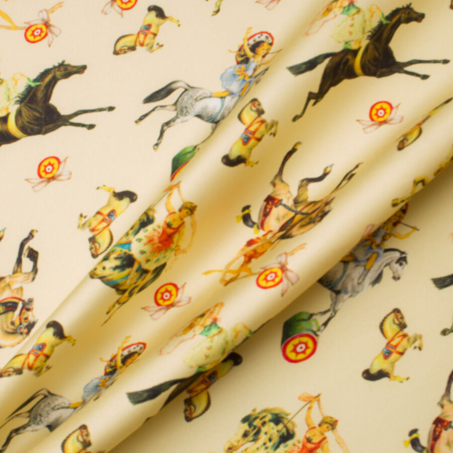 Circus Act Printed Yellow Silk Twill (A 3m Piece)