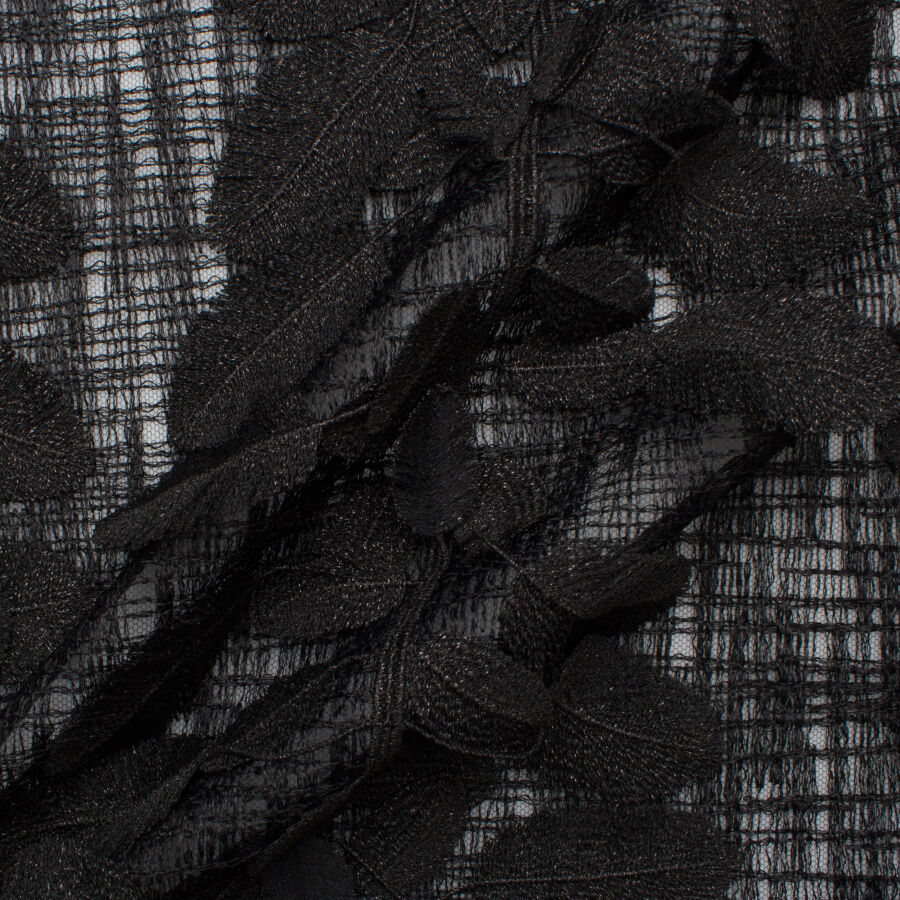 Black Feather Embroidered Tulle