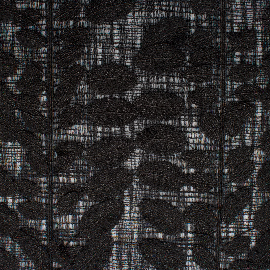 Black Feather Embroidered Tulle