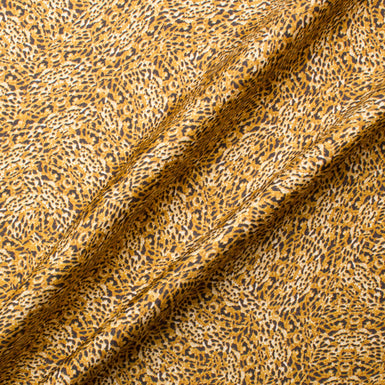 Brown Animal & Green Patterned Printed Pure Silk Twill
