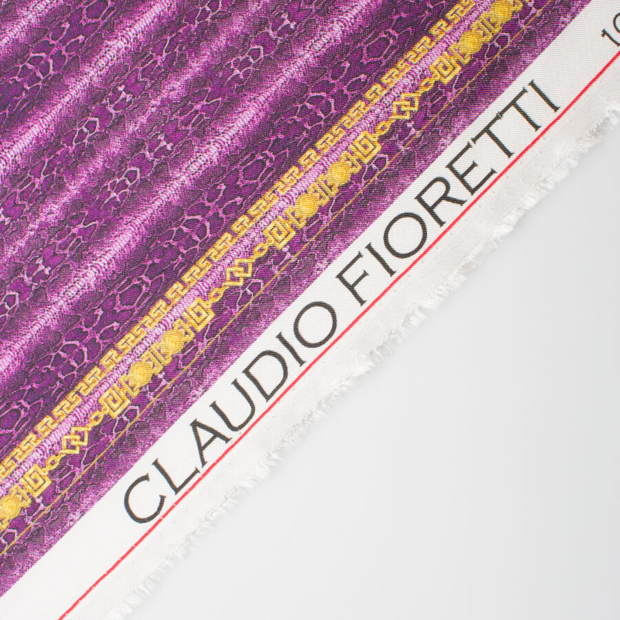 Purple Snake Printed Pure Silk Twill