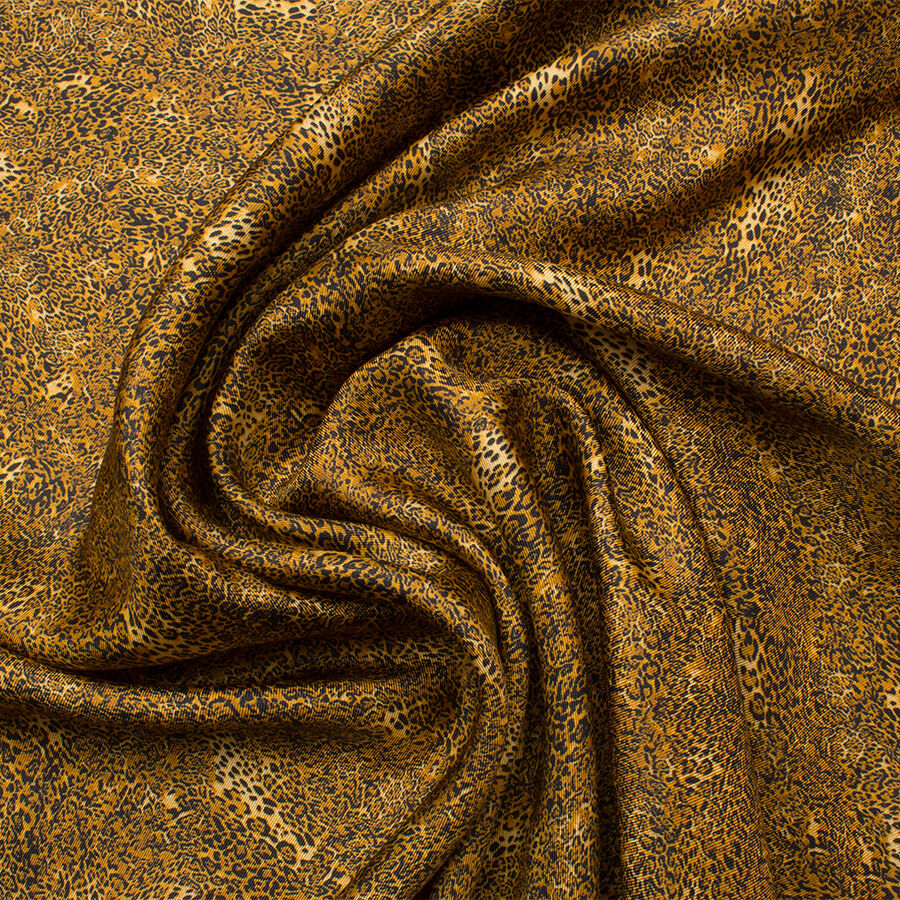 Brown Animal & Red Printed Pure Silk Twill
