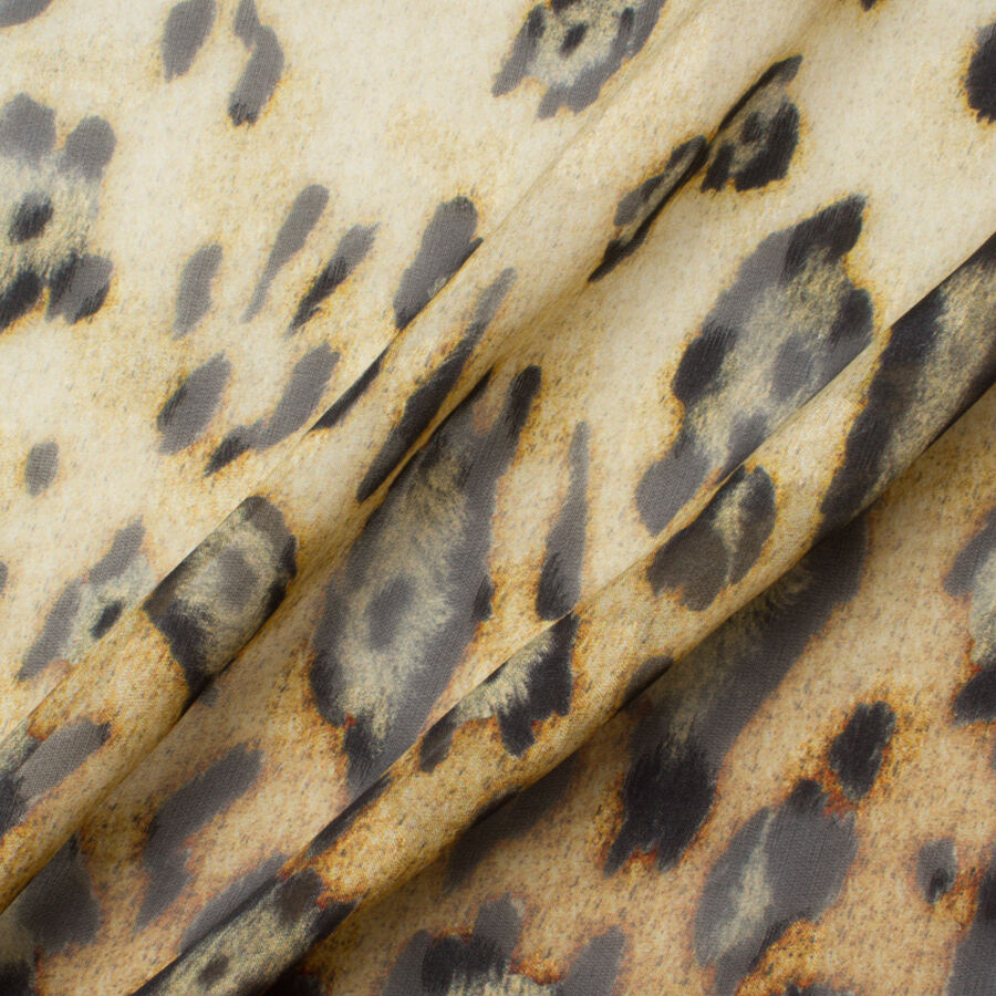 Brown Animal Printed Chiffon Jacquard