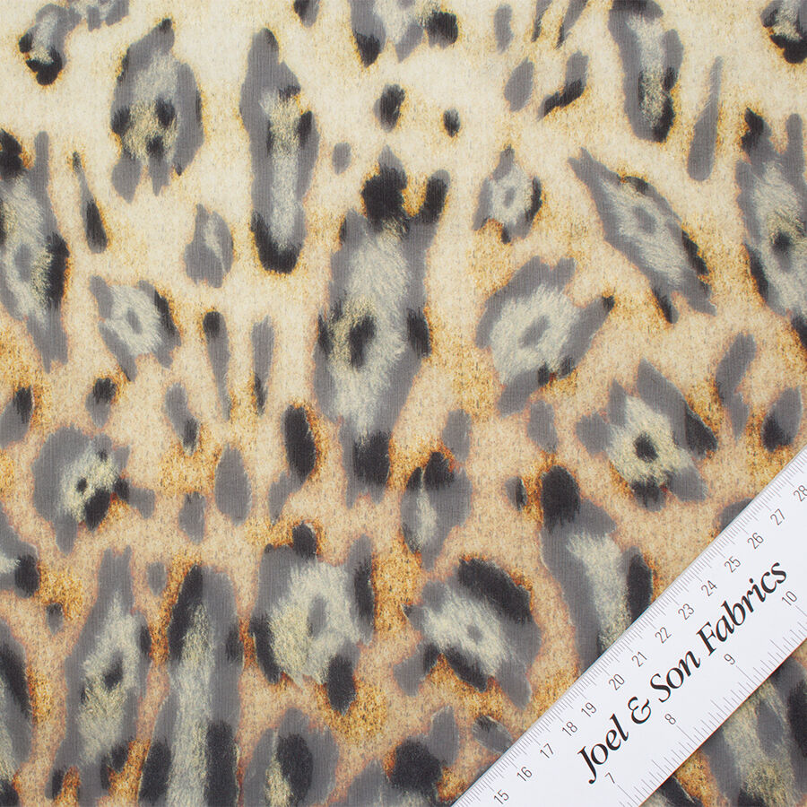 Brown Animal Printed Chiffon Jacquard