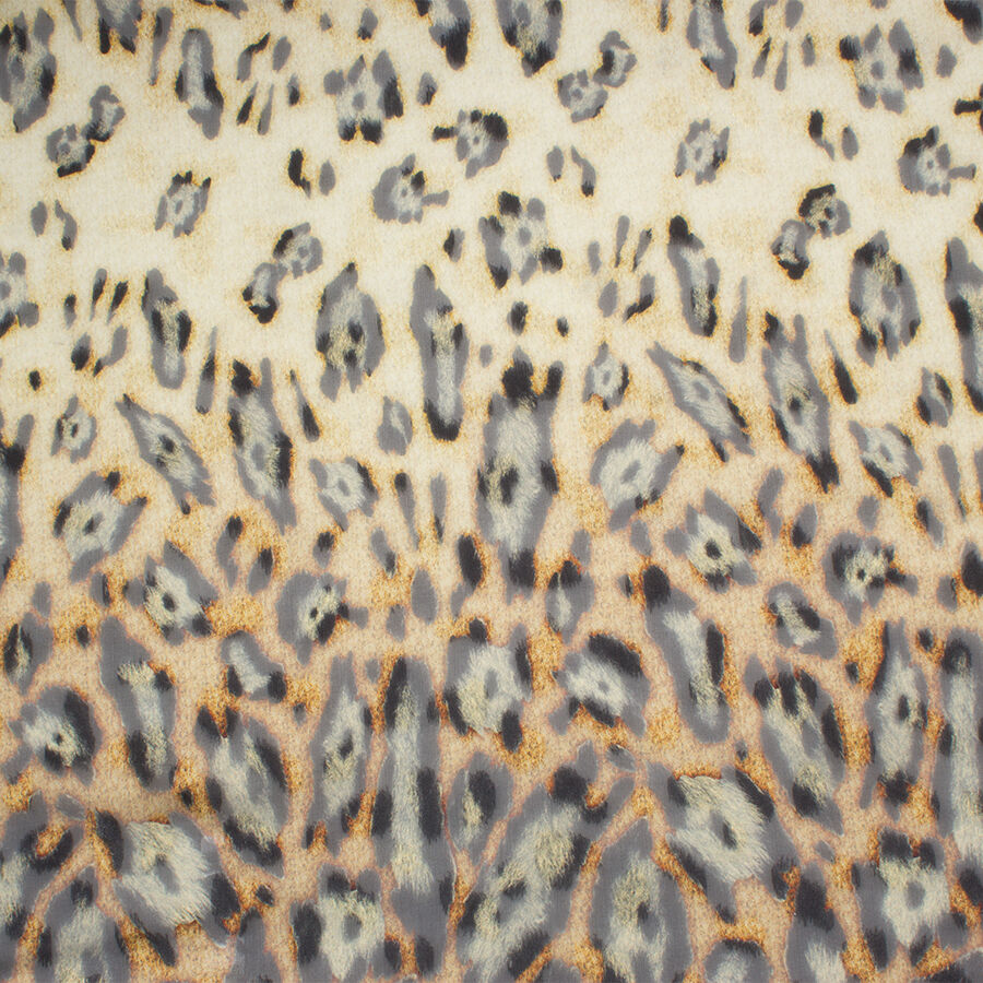 Brown Animal Printed Chiffon Jacquard