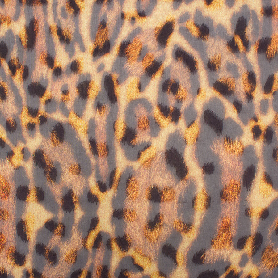 Beige & Brown Animal Printed Chiffon Jacquard