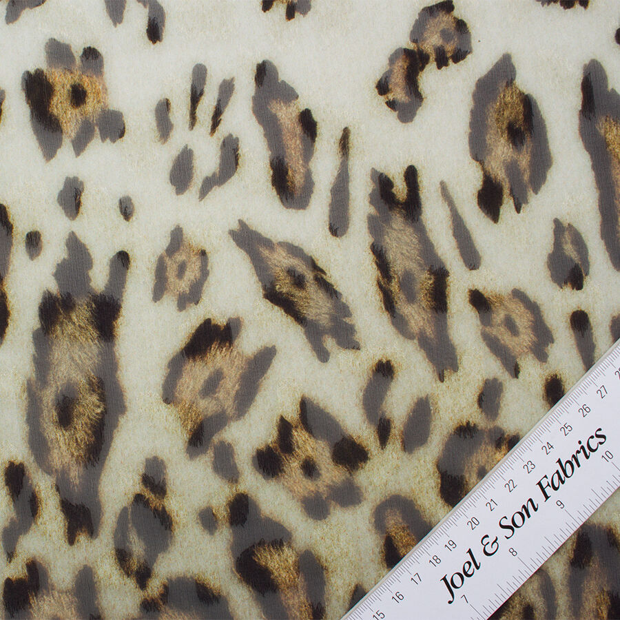 Brown Animal Printed Chiffon Jacquard