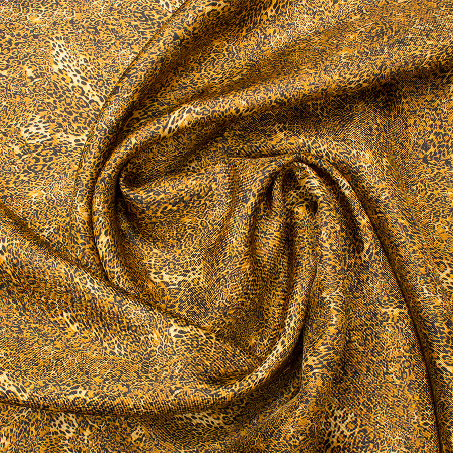 Brown Animal Printed Pure Silk Twill