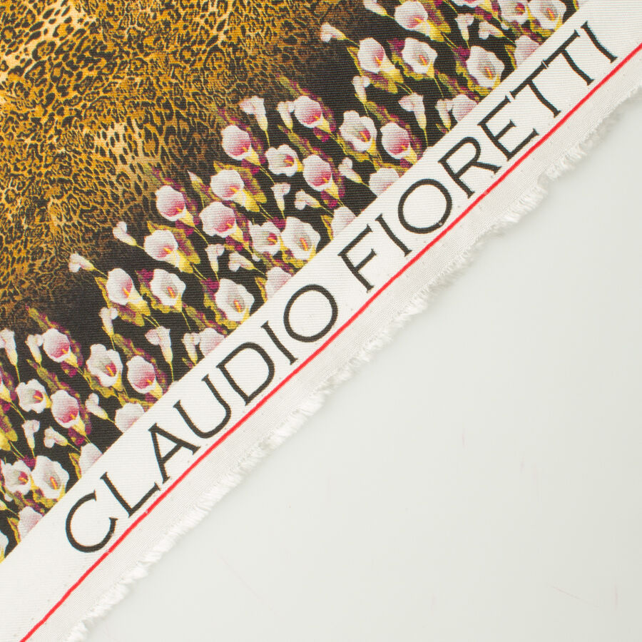 Brown Animal & Floral Printed Pure Silk Twill