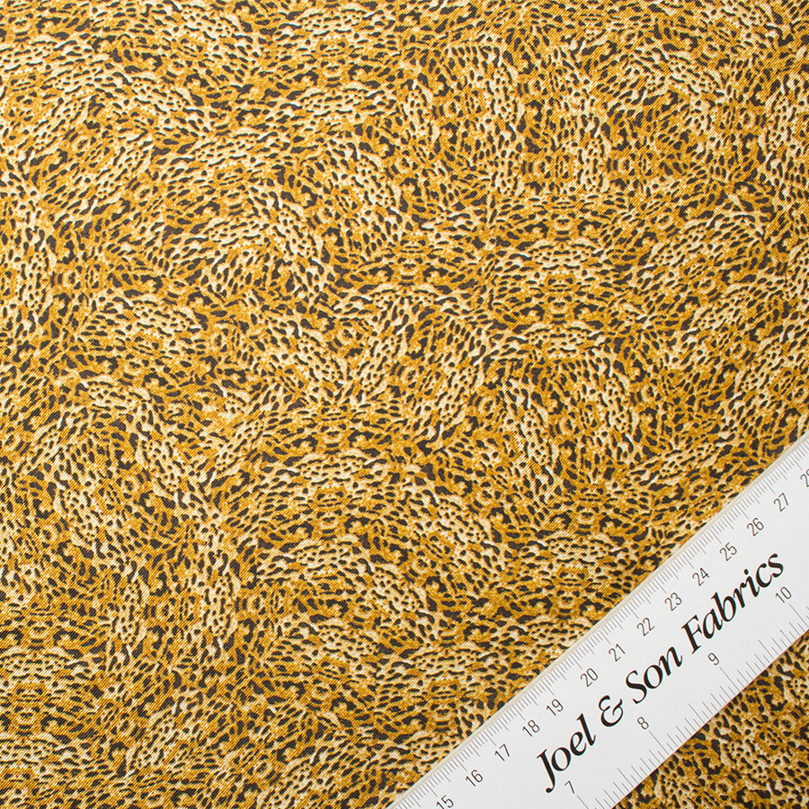 Brown Animal & Orange Patterned Printed Pure Silk Twill