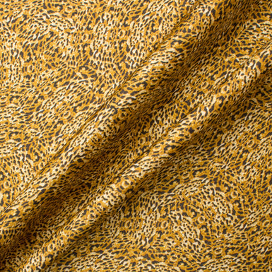 Brown Animal & Orange Patterned Printed Pure Silk Twill
