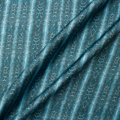 Turquoise Snake Printed Pure Silk Twill