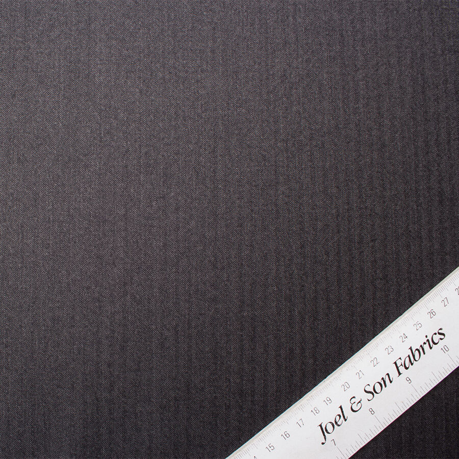 Dark Grey Superfine Herringbone Pure Wool Suiting