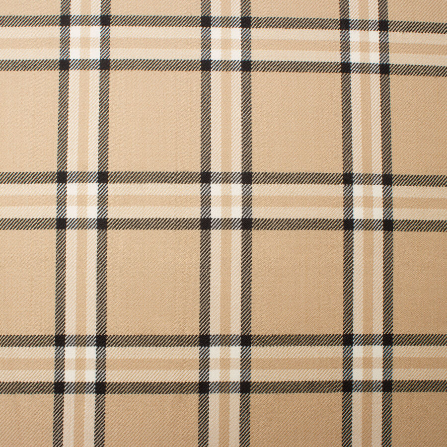 Beige & Black Pure Wool Tartan