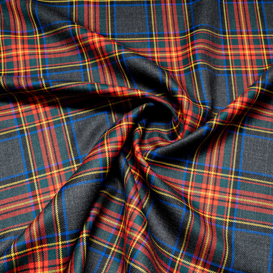Multi-Coloured & Grey Pure Wool Tartan