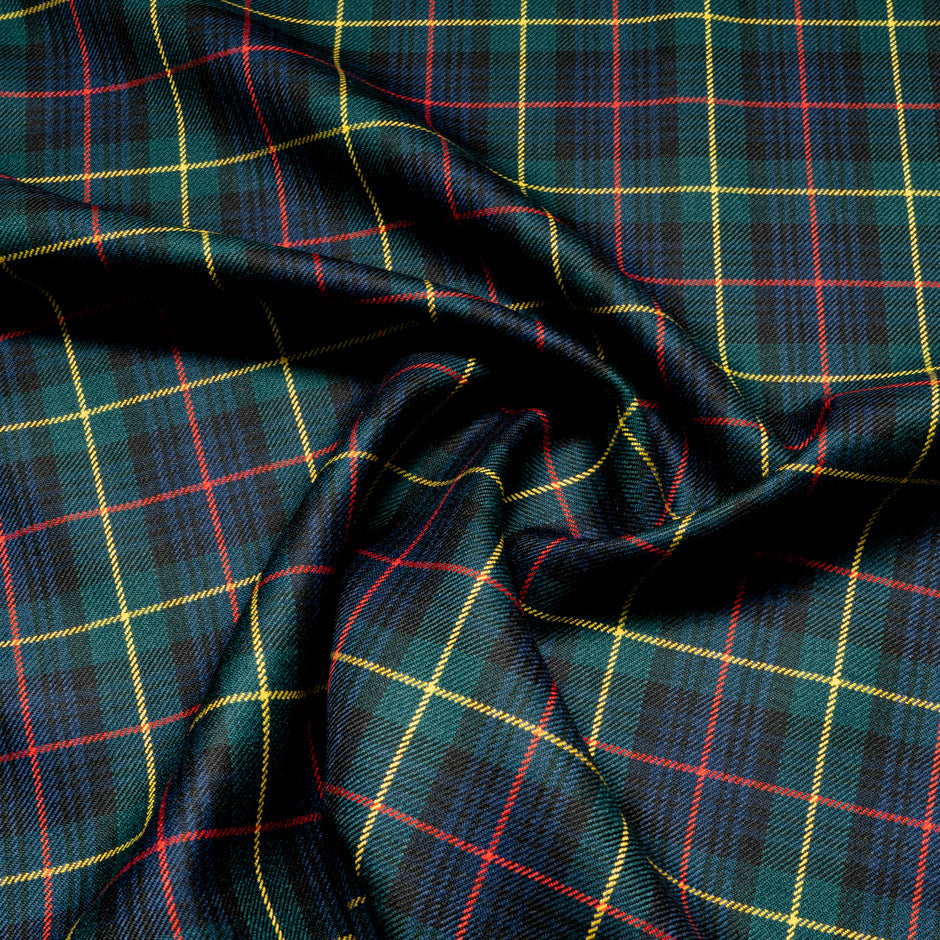 Multi-Coloured & Green Pure Wool Tartan