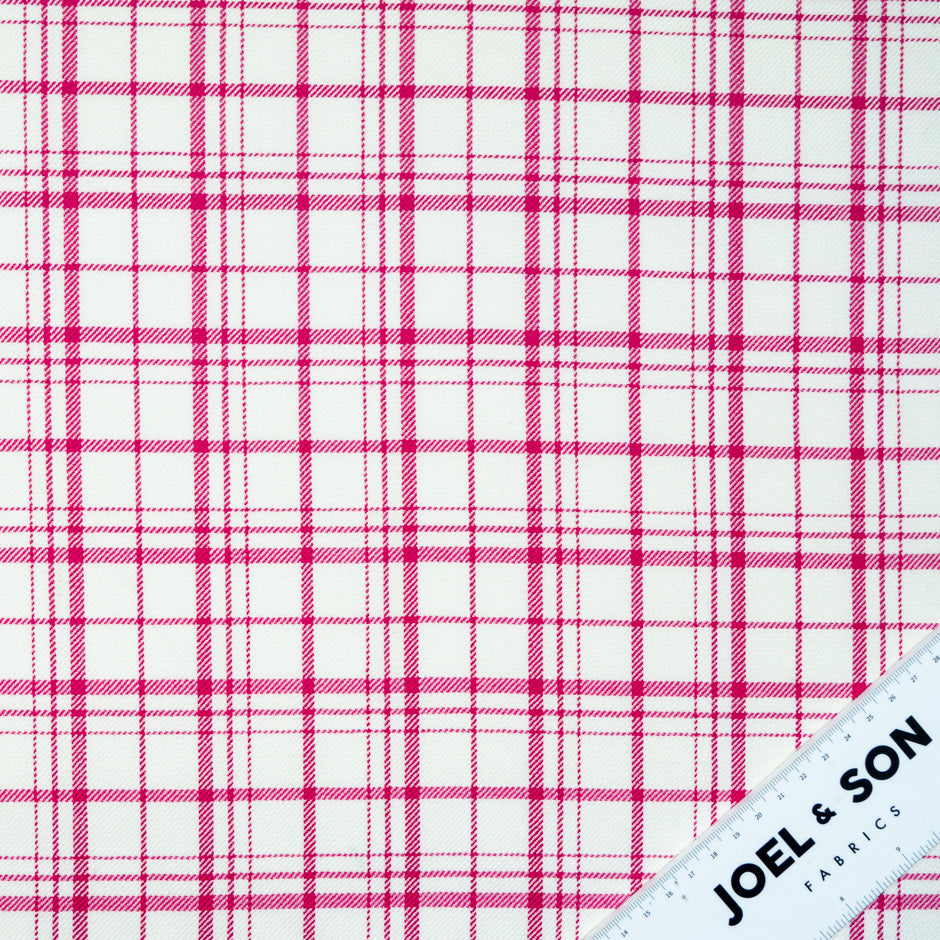 Fuchsia Pink & Off-White Pure Wool Tartan