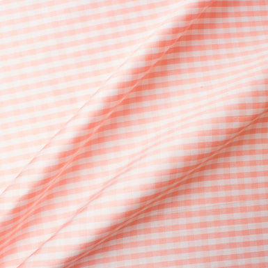 Salmon Pink & White Checkered Silk Shantung