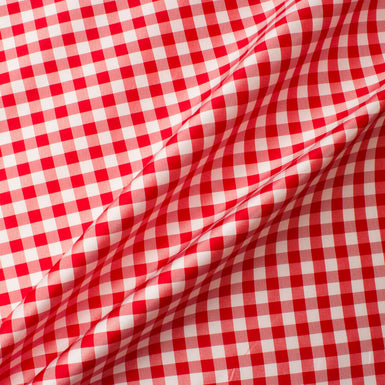 Red & White Checkered Silk Taffeta