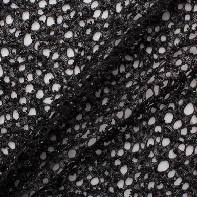 Black Fine Corded Sequinned Lace