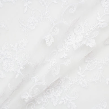 White Floral Corded Tulle