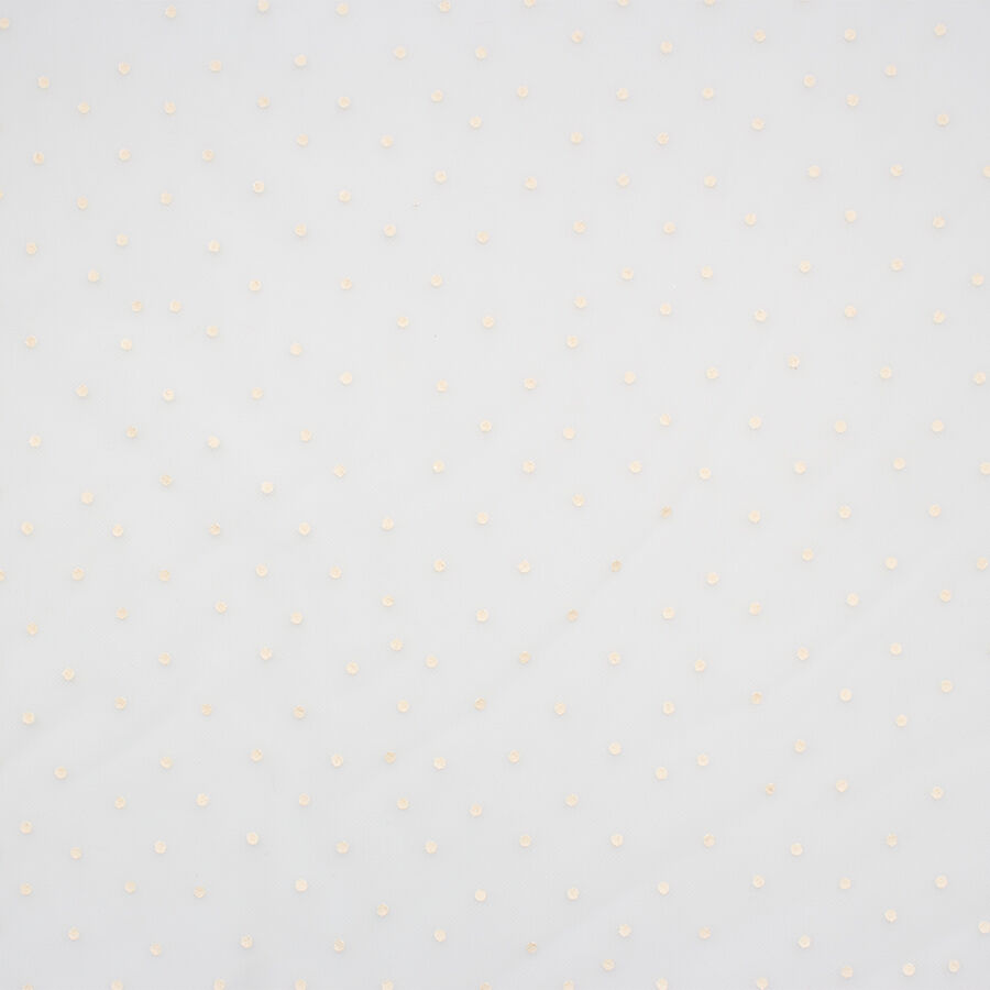 Off-White Flocked Spot Tulle